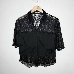 Edward Black Lace Hook And Eye Whimsigoth Top Women's Large Dark Romantic Goth